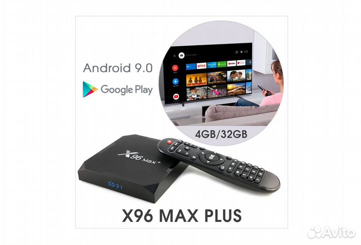 Smart тв приставка X96 Max+ (RAM4/ROM32Гб) 8K