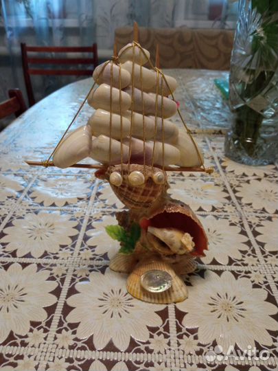 Статуэтка, корабль из ракушек