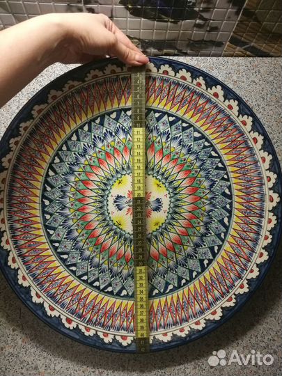 Узбекская посуда- ляган синий 42 см. (плоский)