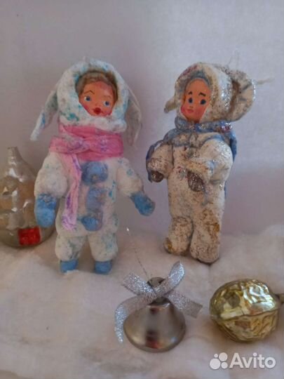 Зайчик, ватная ёлочная игрушка