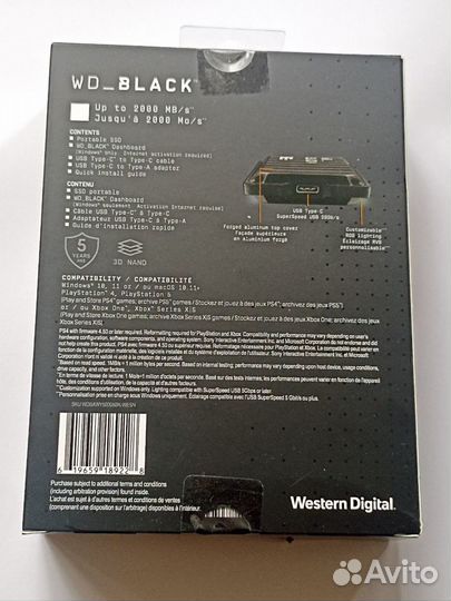 Внешний SSD диск Western Digital black P40 500гб