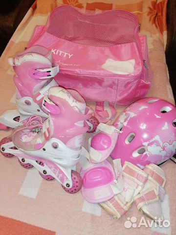 Роликовые коньки детские 30-33р-р раздвижные Kitty