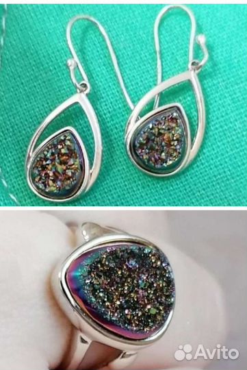 Серебряное кольцо и серьги, новые