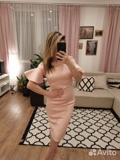 Вечернее платье ASOS миди 40-42 голубое розовое