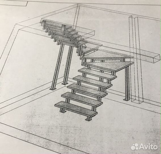 Металлический каркас лестницы