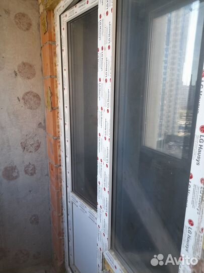 Пластиковое окно и дверь, б/у