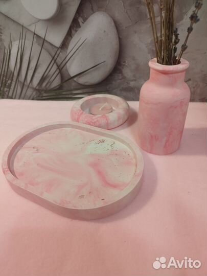 Набор для декора ваза, подставка и подсвечник