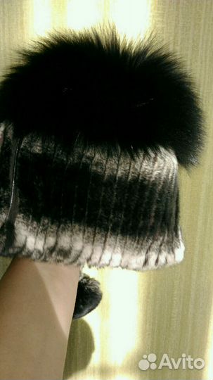 Шапки вязаные из меха