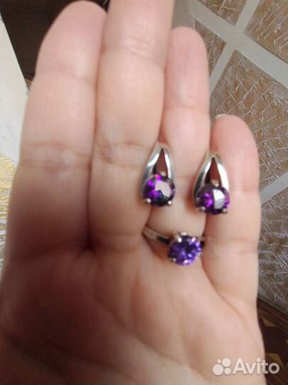 Кольцо и серьги пюм