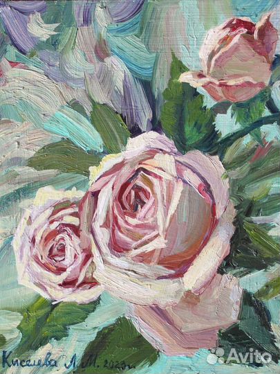 Картина маслом цветы роза купить картину