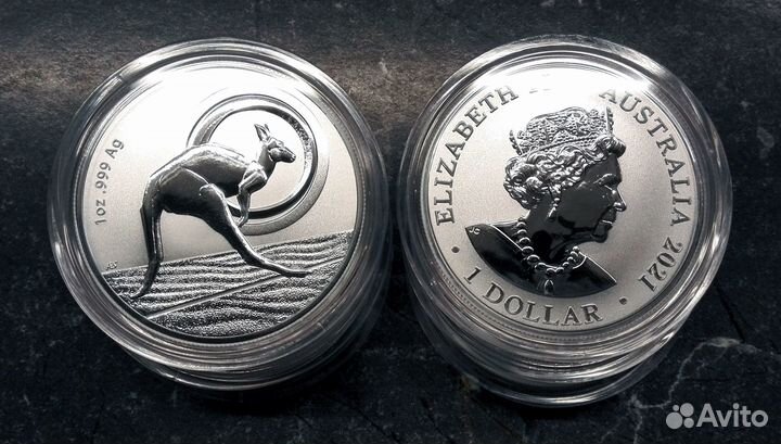Серебряный Кенгуру, Австралия, 2021г, 1oz