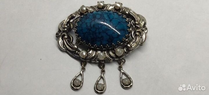 Крупная брошь 5*5.5 см чехословакия