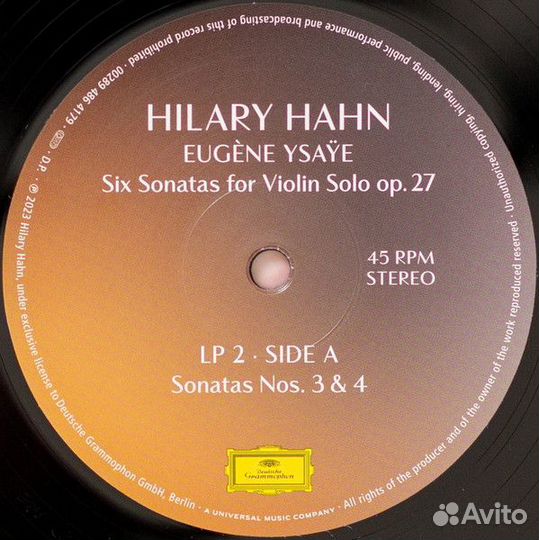 Виниловая пластинка Hahn, Hilary - Ysaye: Six Sona