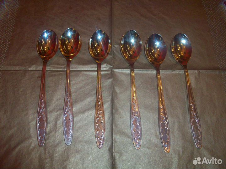 Ложки чайные мельхиор с позолотой СССР Винтаж