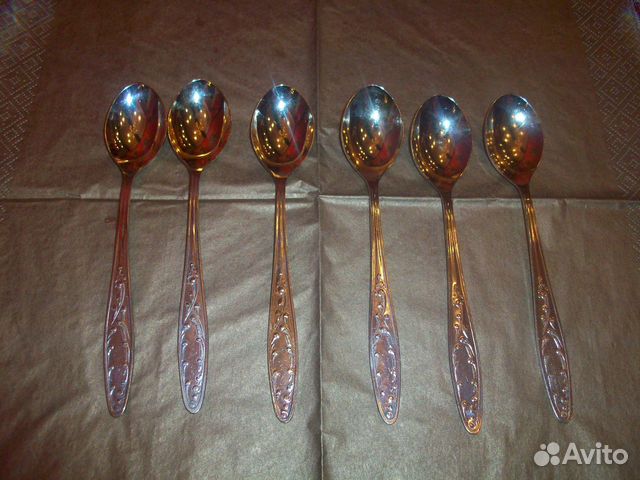 Ложки чайные мельхиор с позолотой СССР Винтаж