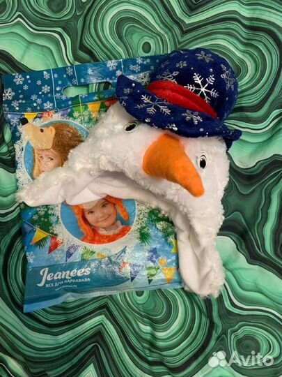 Шапка маска новогодняя - снеговик