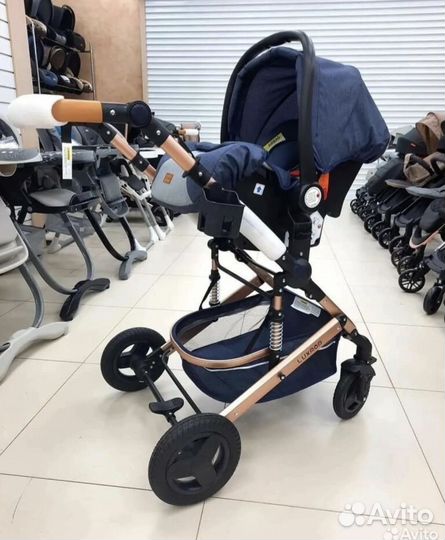 Новая коляска luxmom 3 в 1 джинс