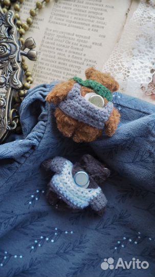 Брошь тедди мишки ручной работы