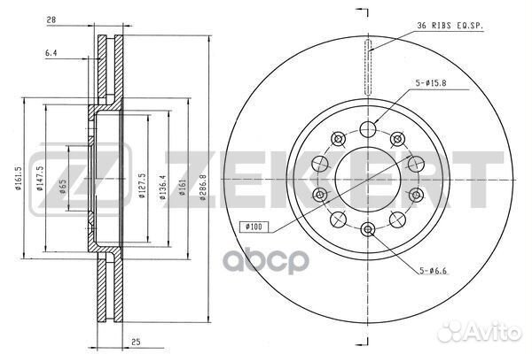 Диск торм. перед. Audi A1 10- A3 96- Skoda Fa