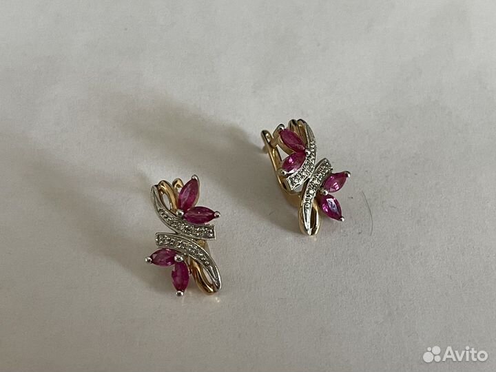 Золотой комплект Valtera рубины с брильянтами