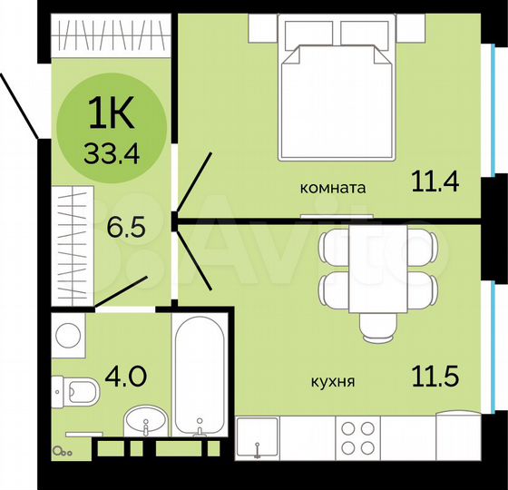 1-к. квартира, 33,4 м², 10/17 эт.