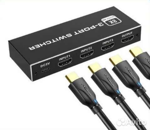 Hdmi 2.1 8k 60hz, 4k 120hz 3*1 свитч, сумматор