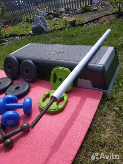 Гриф прямой. Гантели. степ-платформа