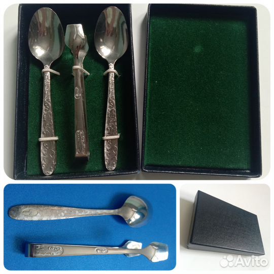 Новые чайные ложки, щипцы СССР комплект