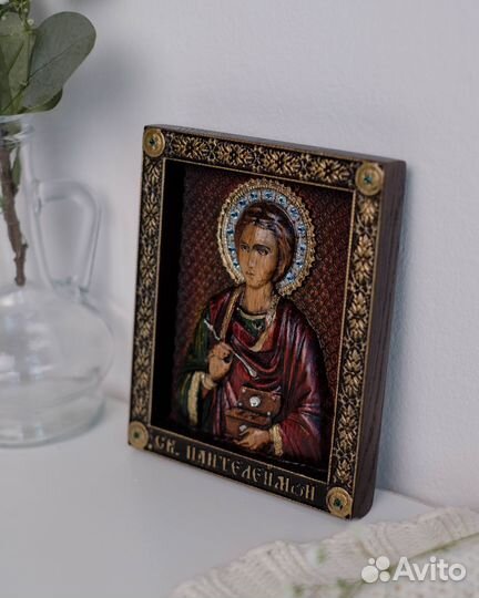 Икона Пантелеймона Целителя 15х12 см