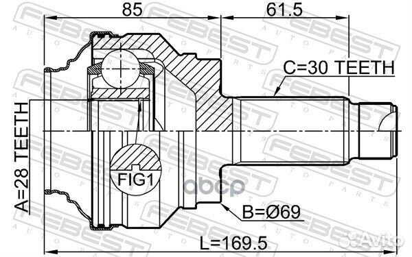 Шрус BMW X5(E53) -13 нар. 1910E70R Febest