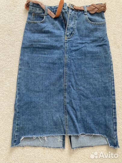 Джинсовая юбка миди 44-46