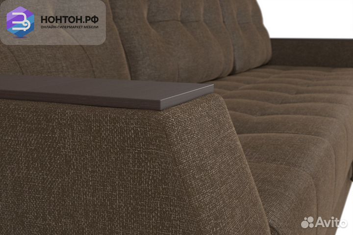 Диван еврокнижка Атлантида рогожка коричневая