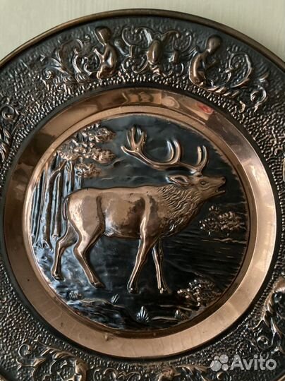 Панно настенное, картина, тарелка медная чеканка