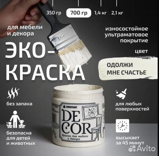 Меловая краска для мебели и декора