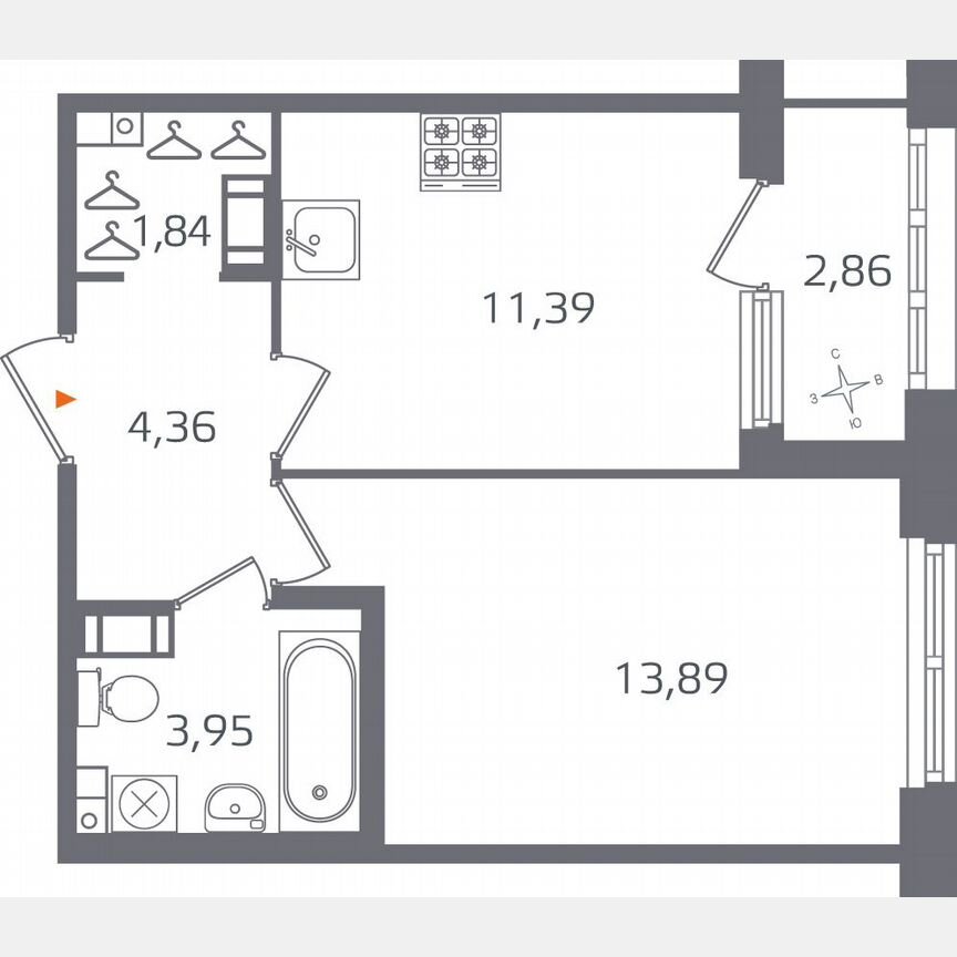 1-к. квартира, 36,9 м², 3/10 эт.