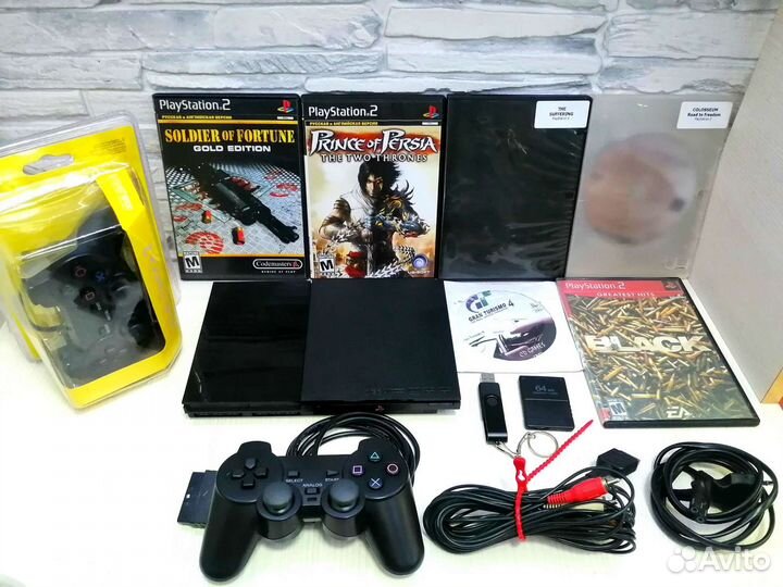 Sony Ps2 20 игр с флешки 2 геймпада