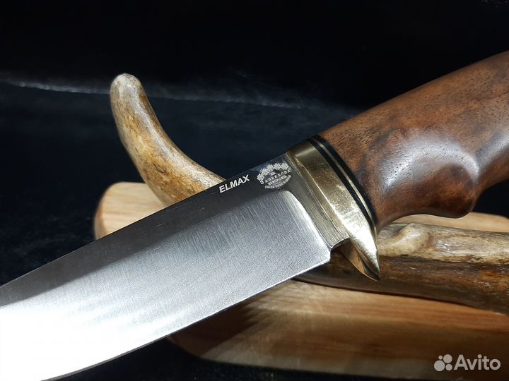 Нож олень сталь элмакс орех латунь