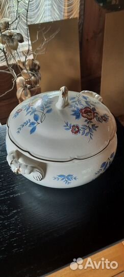 Новая Супница фарфор зик. Солонка в подарок