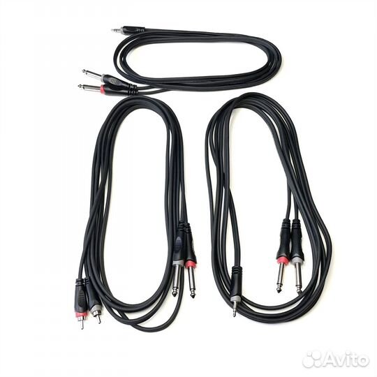 Кабели Jack 3.5 - 2x Jack 6.3 - 2x RCA 1 2 3 6 м