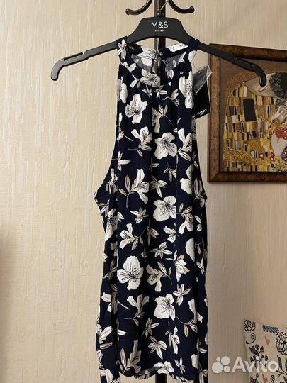 Новая блузка темно-синяя в цветы Mango