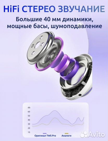 Беспроводные наушники с ушками детские новые