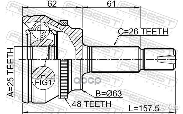 Шрус наружный 25x63x26 0110-znra48 Febest