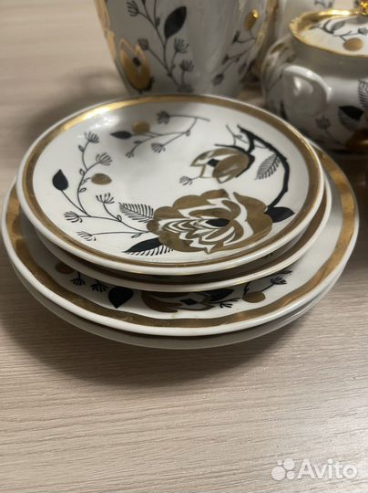 Кофейный сервиз Вербилки »Золотая роза» СССР