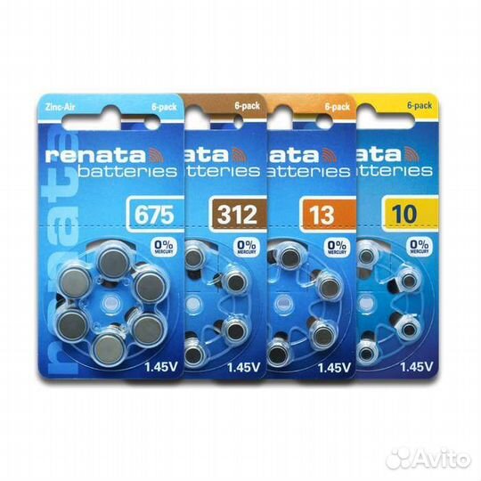 Батарейки для слуховых аппаратов Renata