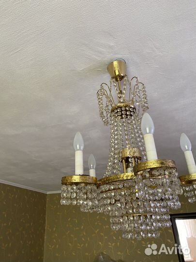 Хрустальная люстра СССР винтажная