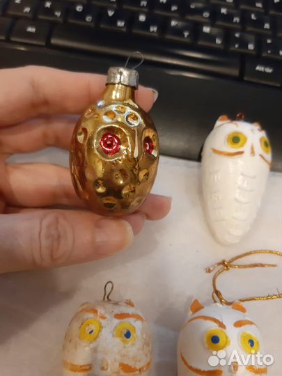 Новогодние елочные игрушки вишенка и совы