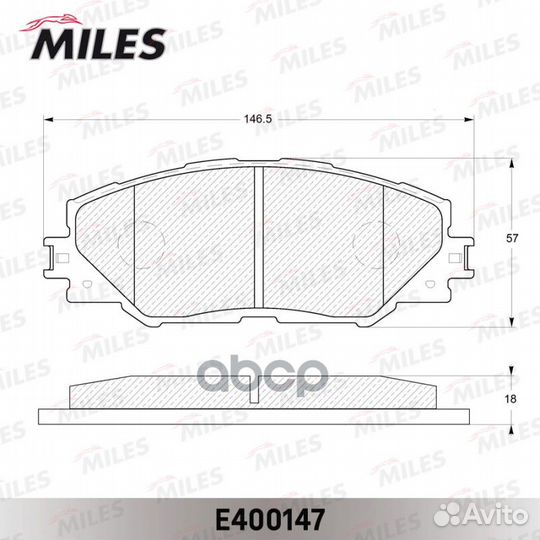 Колодки тормозные дисковые перед E400147 Miles