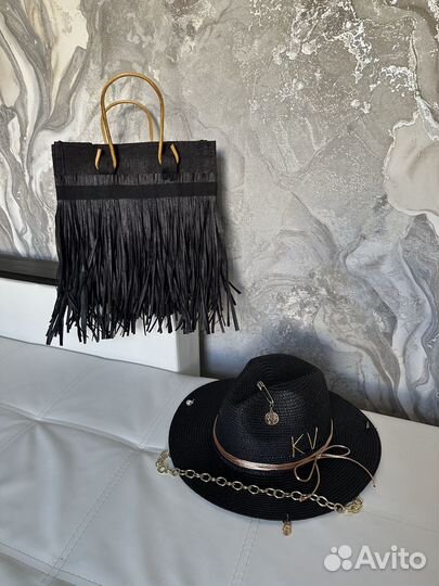 Соломенная сумка шляпа рафия