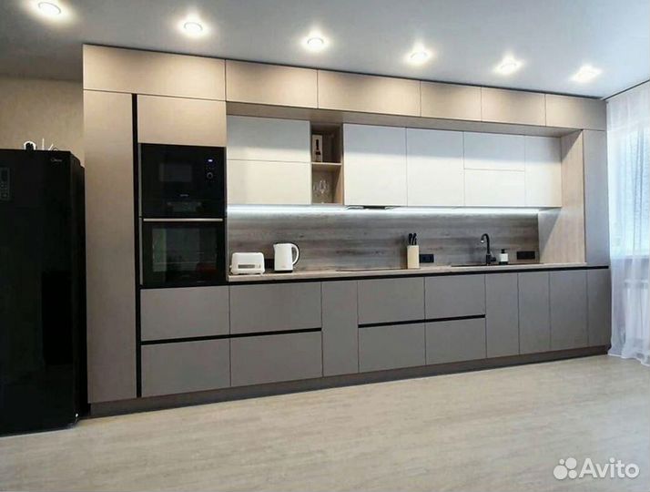 Прямая кухня мдф фасады