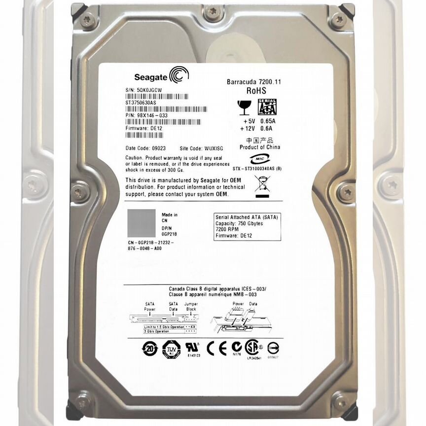 [ST3750630AS] Жесткий Диск Seagate 750gb 7200 Sata2 St3750630as